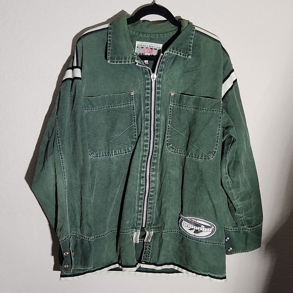 On Bongo Jacket Mens SIze M Green Skater spots flaws see pics notes spots Y2k